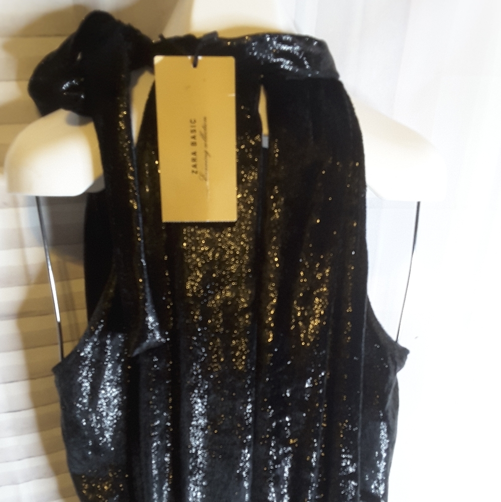 Zara Basic Evening Collection Metallic Velvet Sle… - image 6